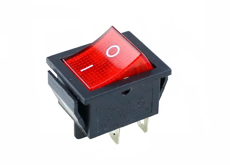 KCD4 вкл.-ВЫКЛ. 16A 250VAC/20A 125VAC Красный кнопочный переключатель 4 Pin кулисный переключатель питания