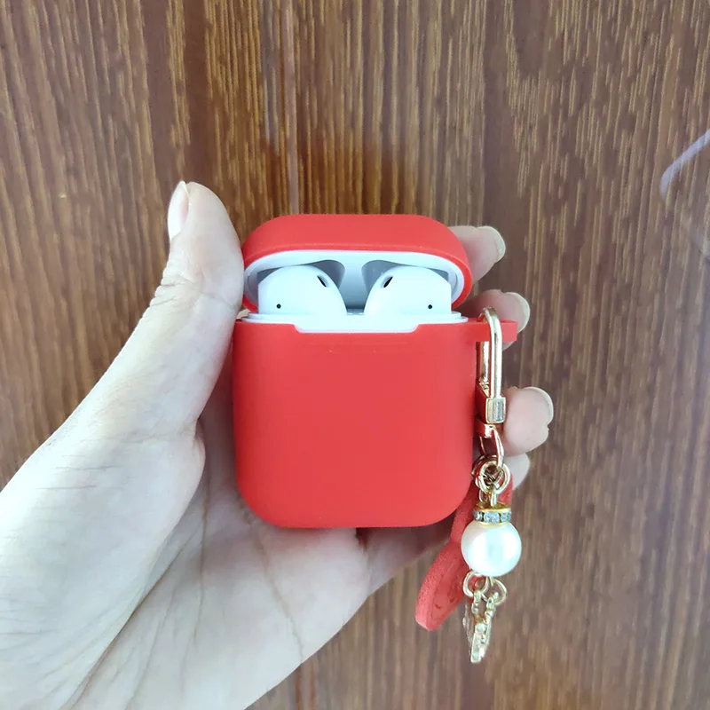 Роскошный корейский Алмазный силиконовый чехол с жемчугом для Apple Airpods, аксессуары, Bluetooth наушники, защитный чехол, Декор, брелок