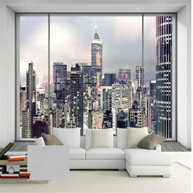 

Custom Modern Style Wall Murals 3D Stereoscopic Photo Wallpapers City Night Landscape Mural for Living Room Backdrop Home Decor