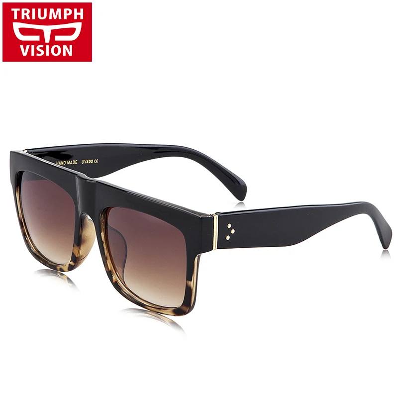 TRIUMPH VISION прочные черные мужские солнцезащитные очки с плоским верхом, негабаритная квадратная большая рама, летние крутые Модные мужские солнцезащитные очки с градиентом UV - Цвет линз: 002