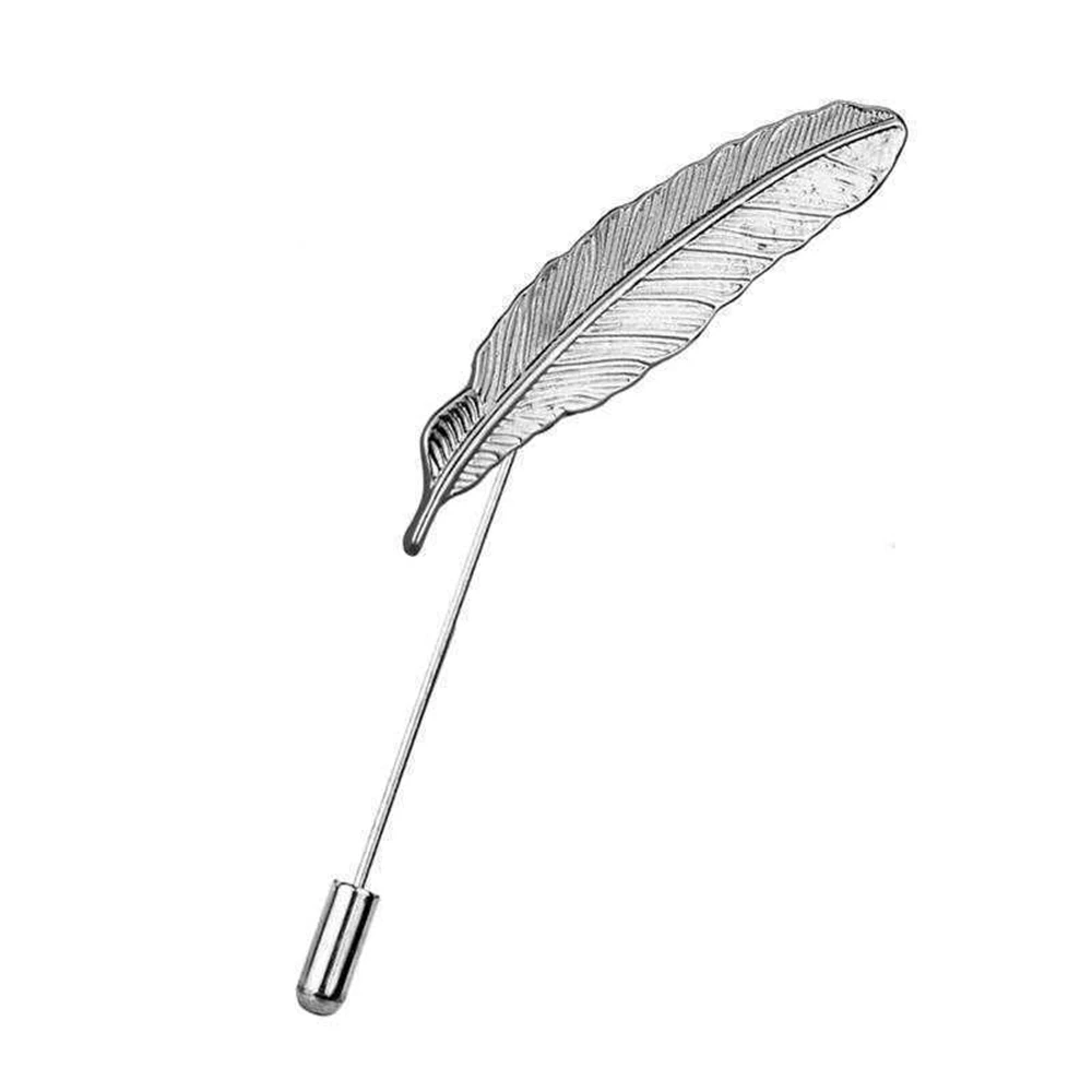 Silver Plated Ретро Стиль Для мужчин костюмы лист брошки, свадьба пуховая шаль Pin отворотом корсаж воротник бутоньерка костюм брошь ювелирные изделия - Окраска металла: Silver Plated