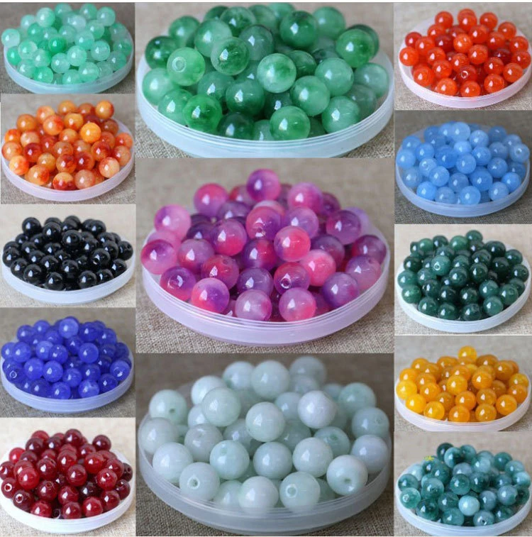 

8pcs/bag 8-10mm Jade Beads for DIY Dreamcatcher high temperature dyeing nephritoid beads DIY Earrings Bracelet Necklace