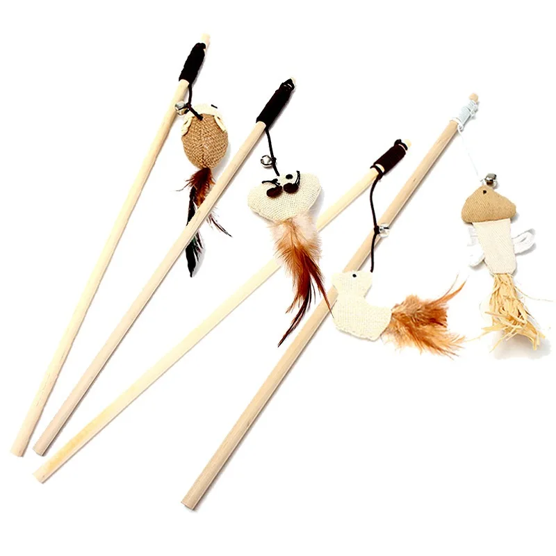 Интерактивные игрушки для кошек с колокольчиками эластичная удочка забавная