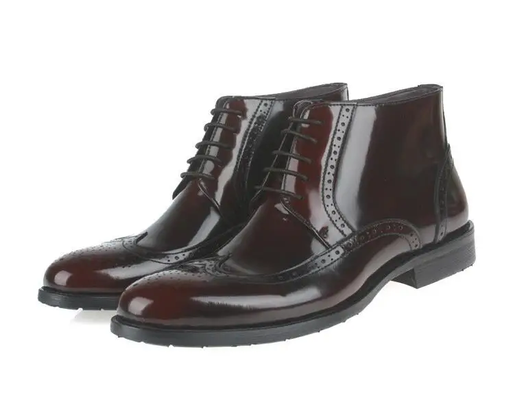 

CH.KWOK Patent Leather Man High Top Sneakers Shoes Lace Up Italian Dress Shoes For Man Borgues Carved Martin Boots Male Flats