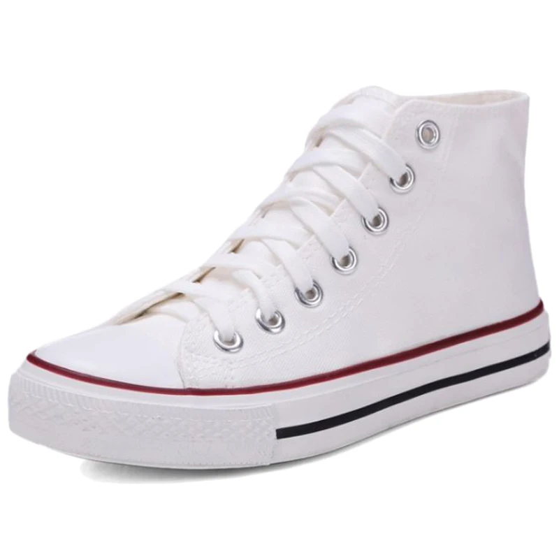 White Red SJJH/Женская парусиновая обувь с высоким берцем; удобные кроссовки для влюбленных; повседневные женские кроссовки на шнуровке; Chaussure; A1364 - Цвет: White Red