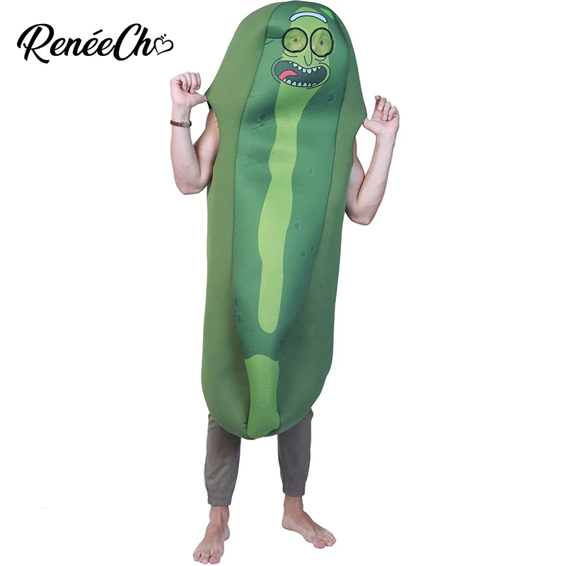 Halloween Costumes For Men Adult  Pickle Rick Foam Men`s Costume Green Cucumber Cosplay Food Cartoon Costume