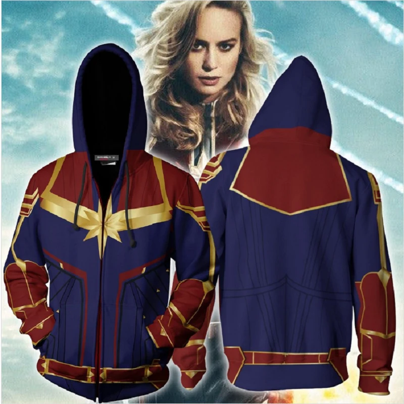 

BIANYILONG 2019 New Autumn Winter 3D printing Captain Cosplay New Look Zip Up Sweatshirt Hooded Clothing Jacket