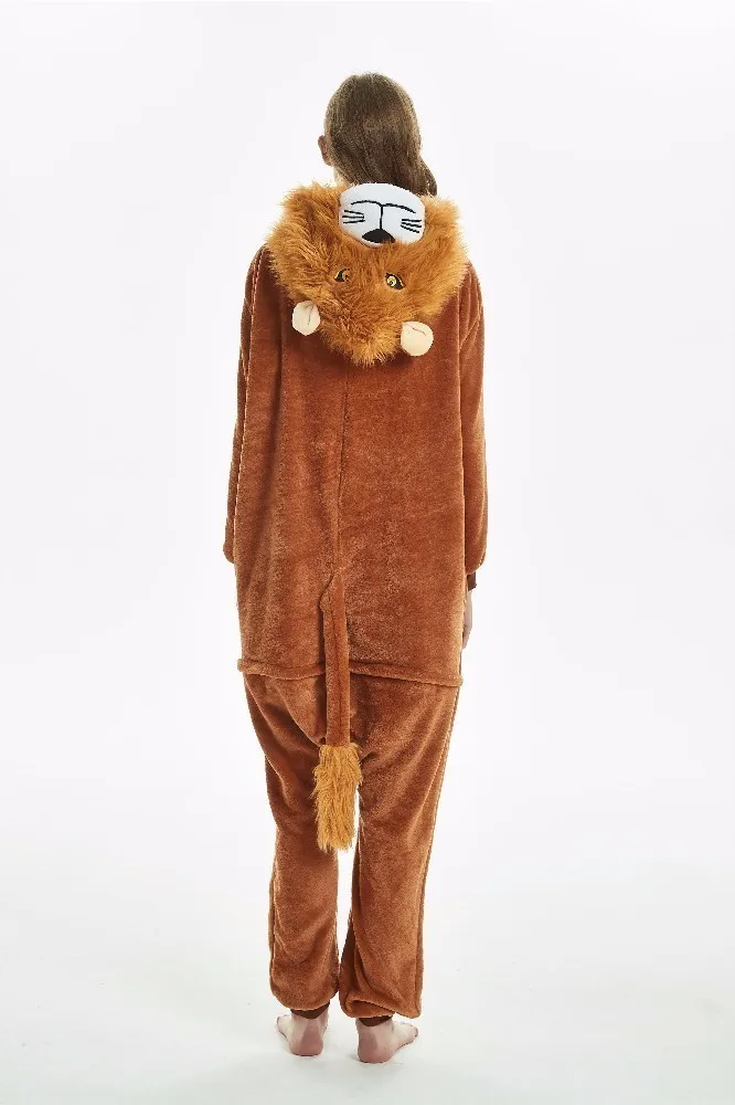 Кигуруми Лев тигр женские мужские детские пижамы косплей костюм Onesie одежда для