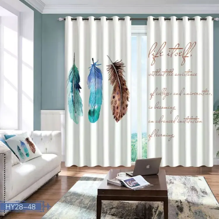 Window 3D Feather Curtain Living Room Modern Home Goods Treatments Polyester Printed 3d Curtains For Bedroom | Дом и сад