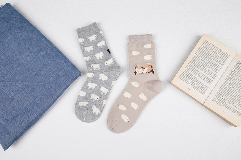 PEONFLY/новые милые женские носки Длинные счастливые носки 10 видов животных(кленовый лист, лошадь, Сова, кролик, корова, медведь) 2 пары
