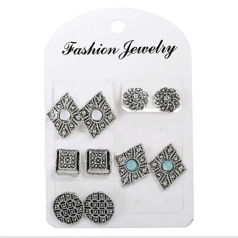 5Pairs/set Fashion Women Stud Earring Girls Birthday Party Mashup Earrings | Украшения и аксессуары