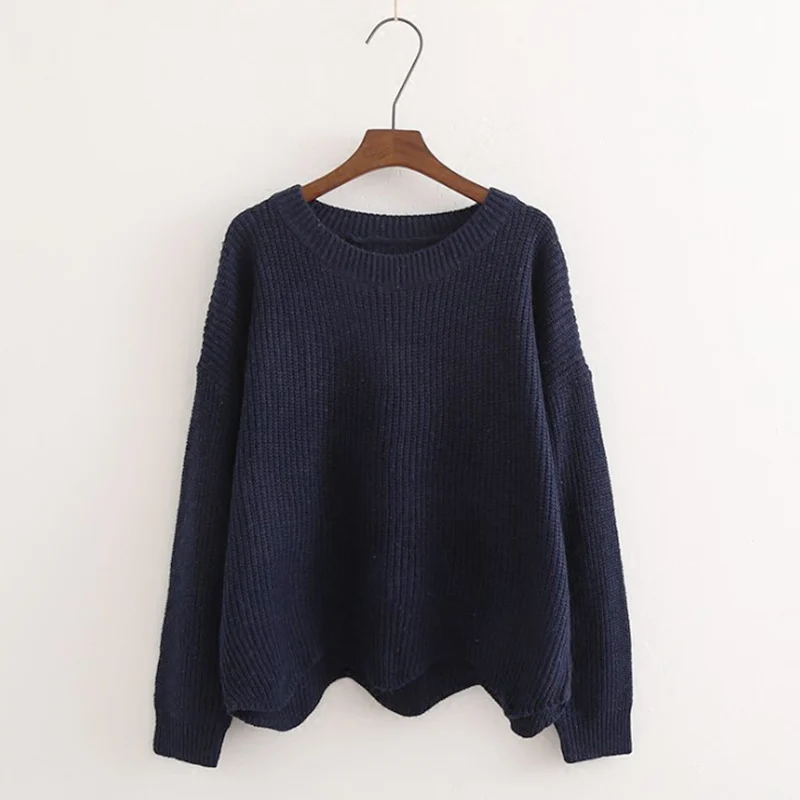 Fashion Spring Autumn Korean Thin Knit Sweater 2018 Solid Color Harajuku Long Sleeve Pullover High Quality Clothing Female Tops | Женская