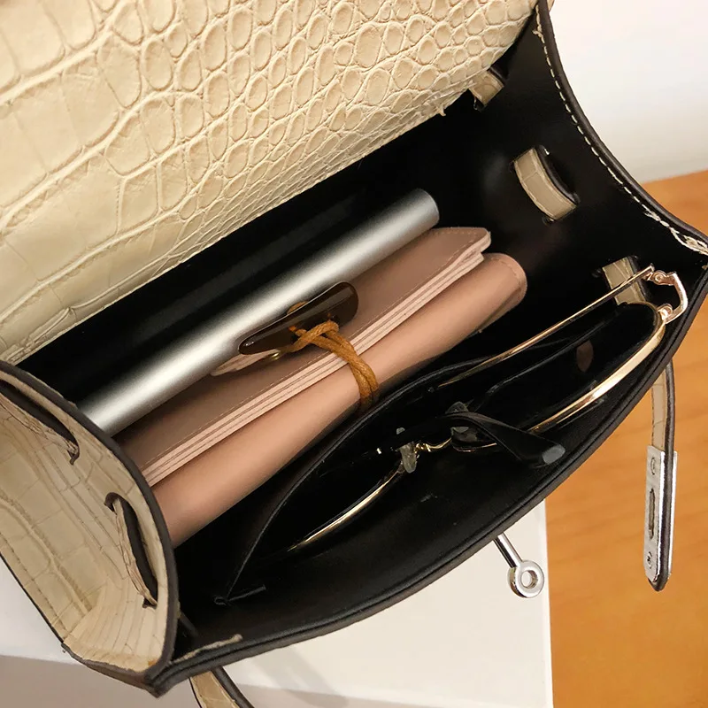 Крокодил сумочку для Для женщин модные сумки на ремне Satchels новые маленькие Сумки