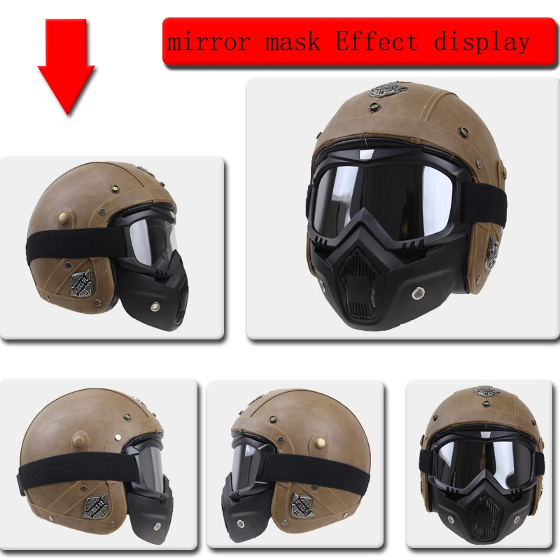 Винтажный мотоциклетный шлем 5 цветов доступные линзы подходят для всех видов