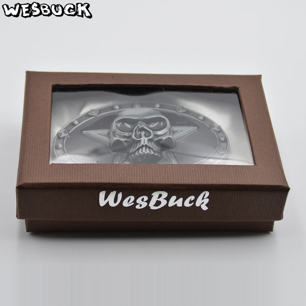 WesBuck Brand Fashion Skull Mens Belt Buckle Novel Style Cowboy Pentagram Pattern And PU | Дом и сад