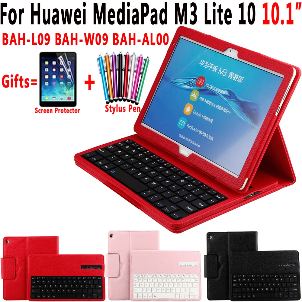 Кожаный Съемный беспроводной Чехол-клавиатура с текстурой личи для huawei Mediapad M3 Lite 10 10,1 Coque Capa