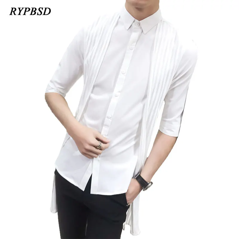 2018 белая мужская Повседневная рубашка в Корейском стиле camisa social masculina облегающая