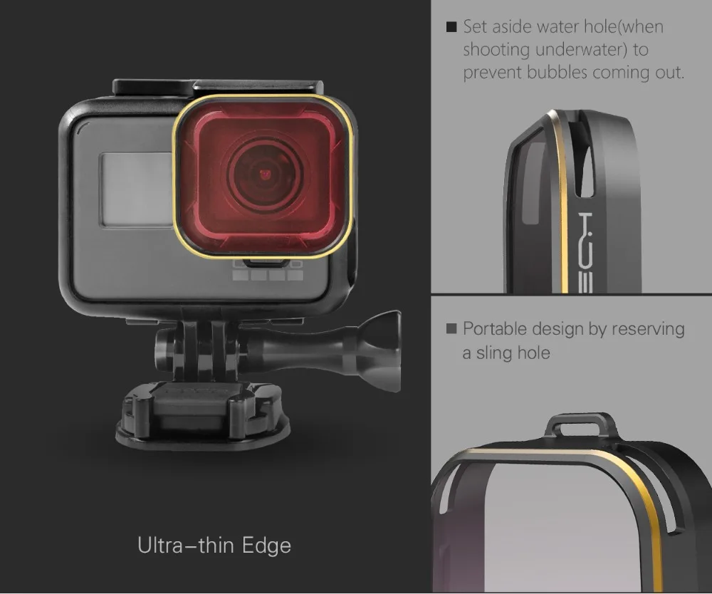 PGYTECH Gopro 5/GoPro hero 5 фильтр объектива Gold edge series(ND CPL обесцвечивание дайвинг