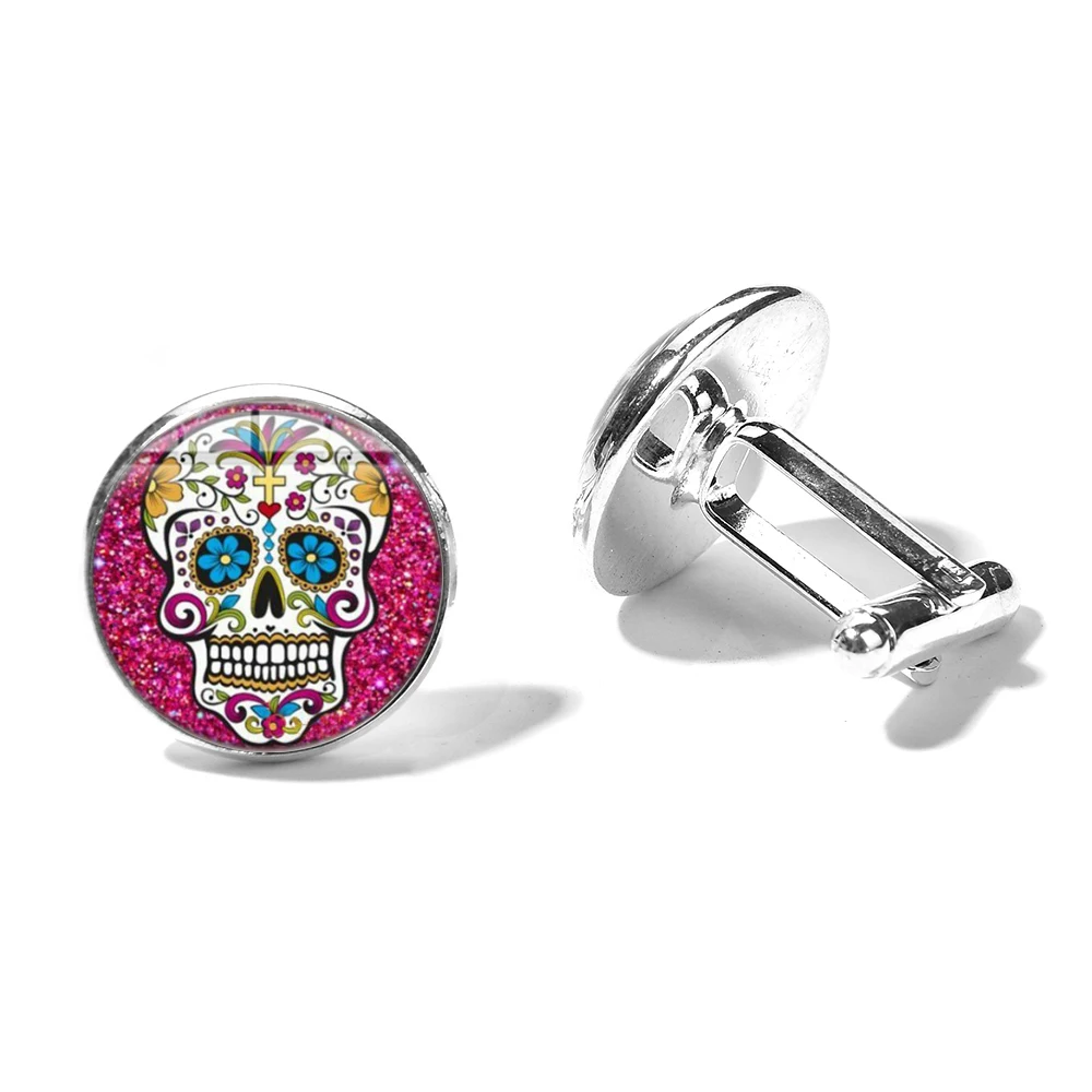 SONGDA Мексиканская народное искусство сахара запонки с черепом Ретро Гипербола 10