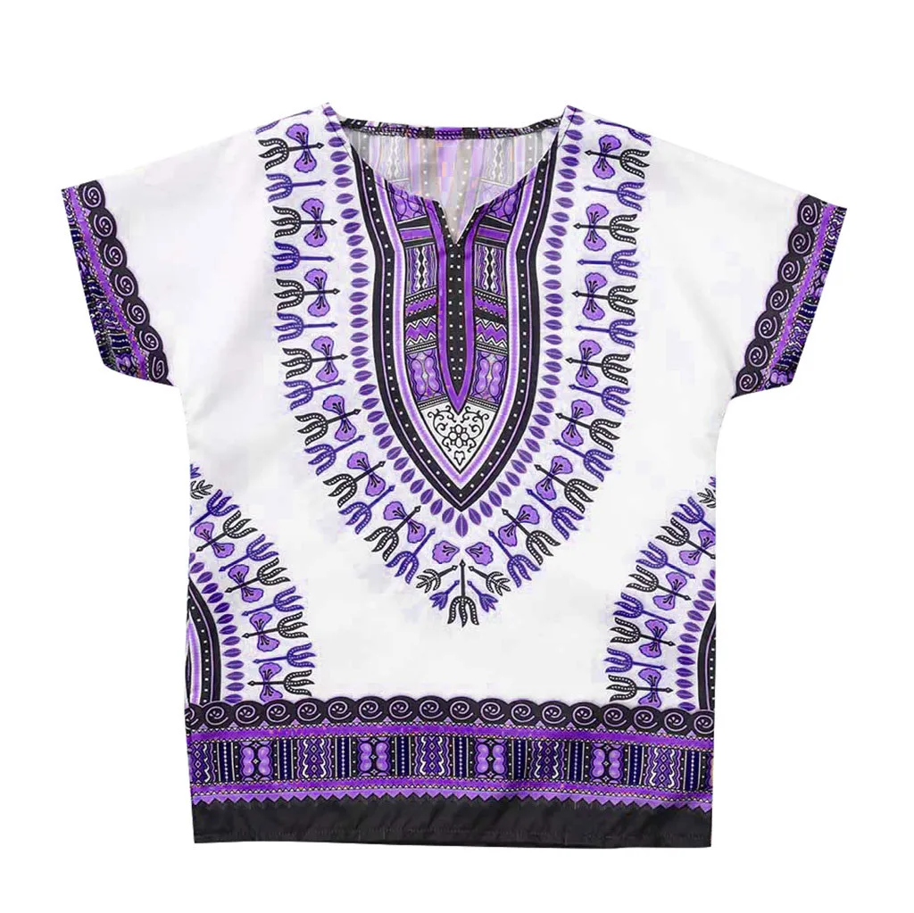 Purple TELOTUNY/Яркие топы в африканском стиле для мальчиков; яркие детские футболки унисекс в африканском стиле; футболки для детей - Цвет: Purple