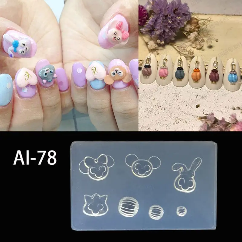 ANGELADY 1 шт. Симпатичные DIY Дизайн ногтей силиконовые формы 3D мультфильм кошка кролик крыло квадратный смолы плесень ювелирные изделия инструменты 5 стилей