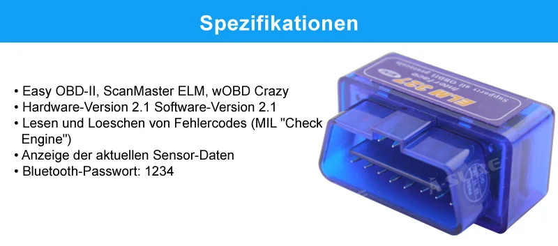 A-Sure Мини ELM327 Bluetooth OBD2 диагностическое устройство интерфейс сканер Android адаптер