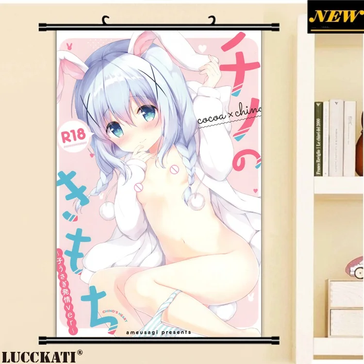 C 40X60 см, Gochiusa Gochuumon wa Usagi Desu ka Rabbit, сексуальная лоли, мультфильм, аниме картинка, настенная прокрутка, холст, живопись, плакат - Цвет: C