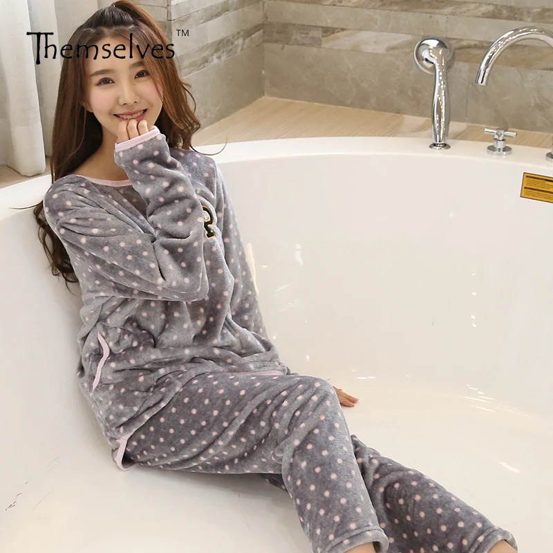 Зимние Для женщин пижамы наборы Фланелевая Пижама теплые Feminino|pijama feminino|womens pajamas
