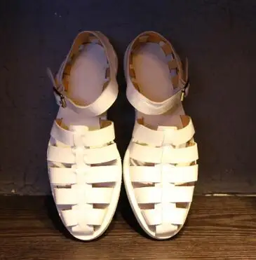 Fashion summer casual shoes high quality handmade men gladiator sandals comfortable white buckle strap | Обувь