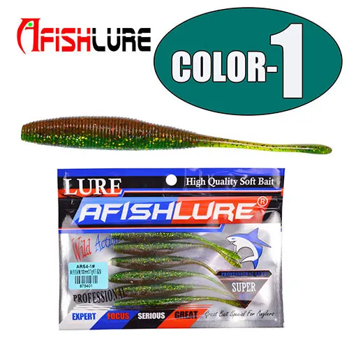 Color1 Afishlure Свинг червяк приманка для рыбалки прямой хвост мягкая имитация червя Grubs 100 мм/3,7 г Maggot мягкая плавающая приманка 6 шт./лот - Цвет: Color1