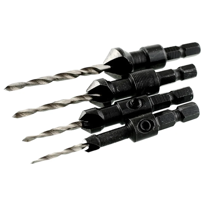 4 шт./компл. высокое качество HSS Power Groove Countersink шестигранный хвостовик конические