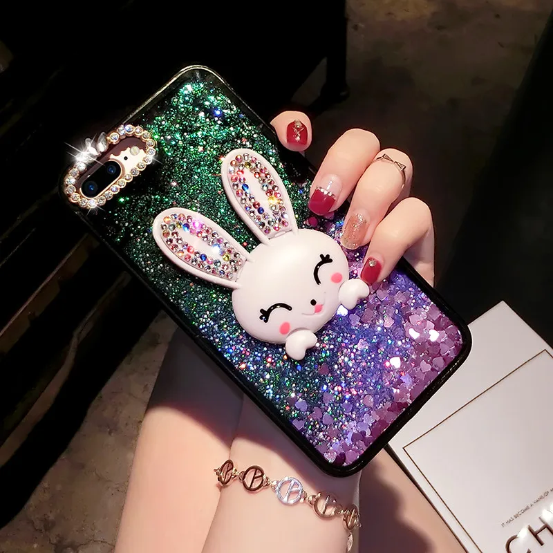 For Samsung S10 S7 edge S8 S9 Plus Note 8 9 Luxury Exclusive Drill rabbit Phone Case Soft Glitter sand Liquid Quicksand Cover |