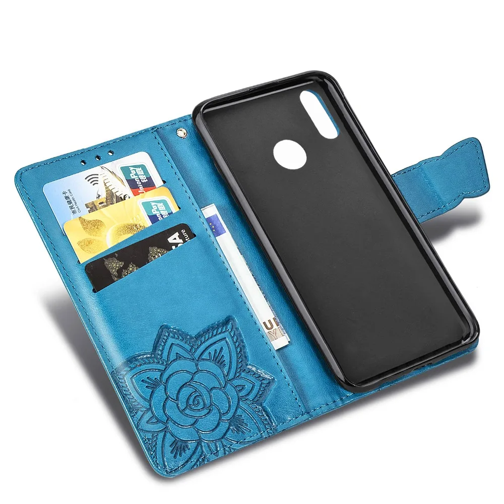 Для Huawei y7 2019 кожаный чехол-бумажник с цветком бабочкой и цветами для huawei Y7 prime |