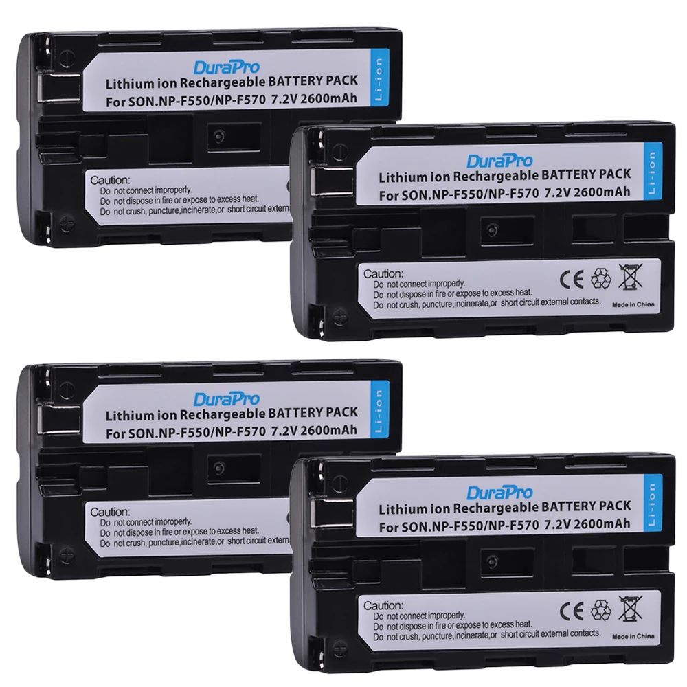 DuraPro 4pc NP F550 F570 2600mAH перезаряжаемая литий ионная батарея для Sony|battery for sony|np f550battery f550