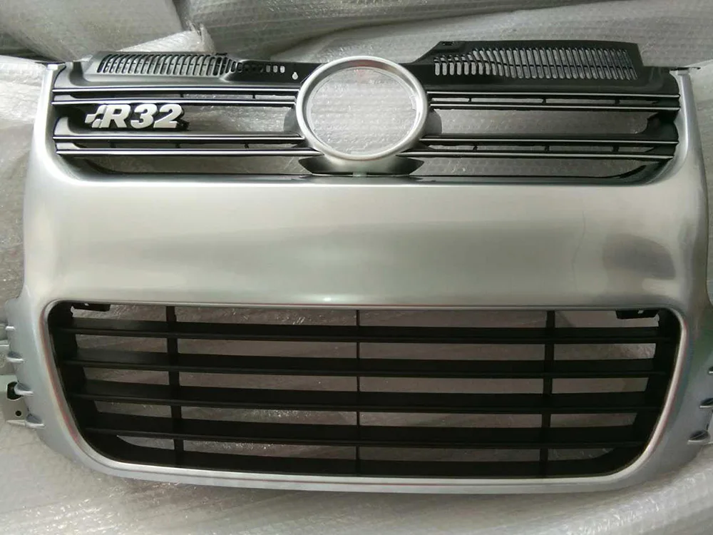 Chromed SBAIREA автомобильные гоночные решетки ABS серебро передний бампер сетка решетка гриль для Volkswagen Golf5 MK5 R32 бампер 2005-2009 класс do carro - Цвет: Chromed