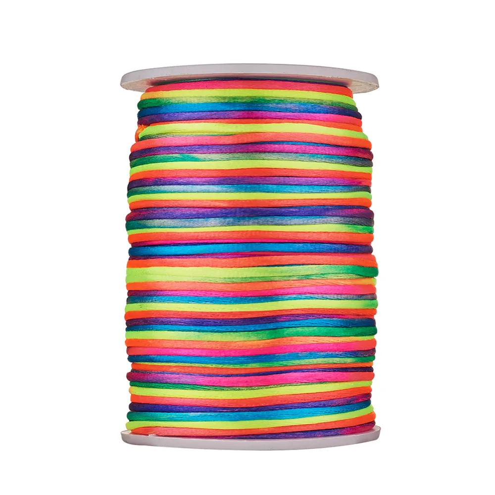 

Approx 80yards/roll 2mm Colorful Polyester Cord Rattail Beading Cords String Threads Braided Rope Bracelet Necklace Finding