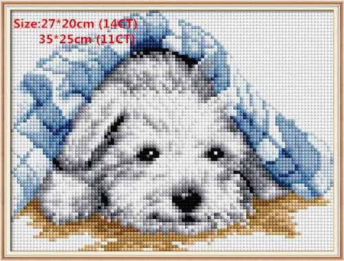 Small lovely dog Наборы для вышивания крестиком водорастворимый холст для вышивания крестиком собаки животные Needework DIY Набор для вышивания домашний декор - Цвет: Small lovely dog