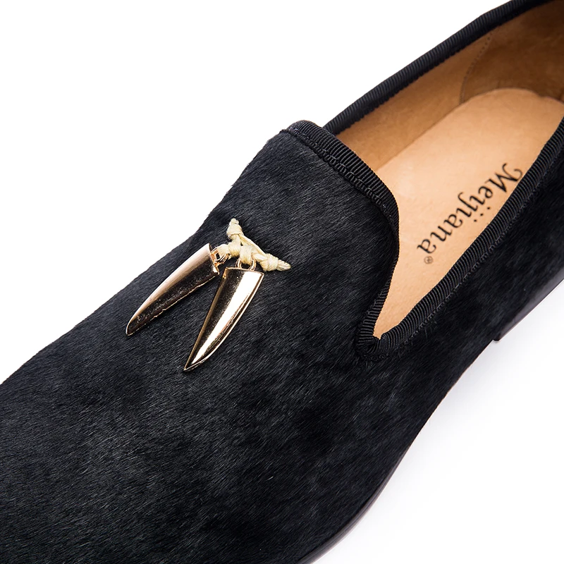 new Gold metal signature Shark Tooth Handmade Men Velvet shoes wedding and party Loafers Size US 6-13 | Обувь