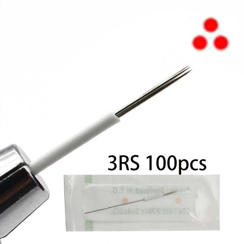 100 шт 3RS/3RL Иглы для бровей стерилизованные Перманентный макияж тату иглы машины