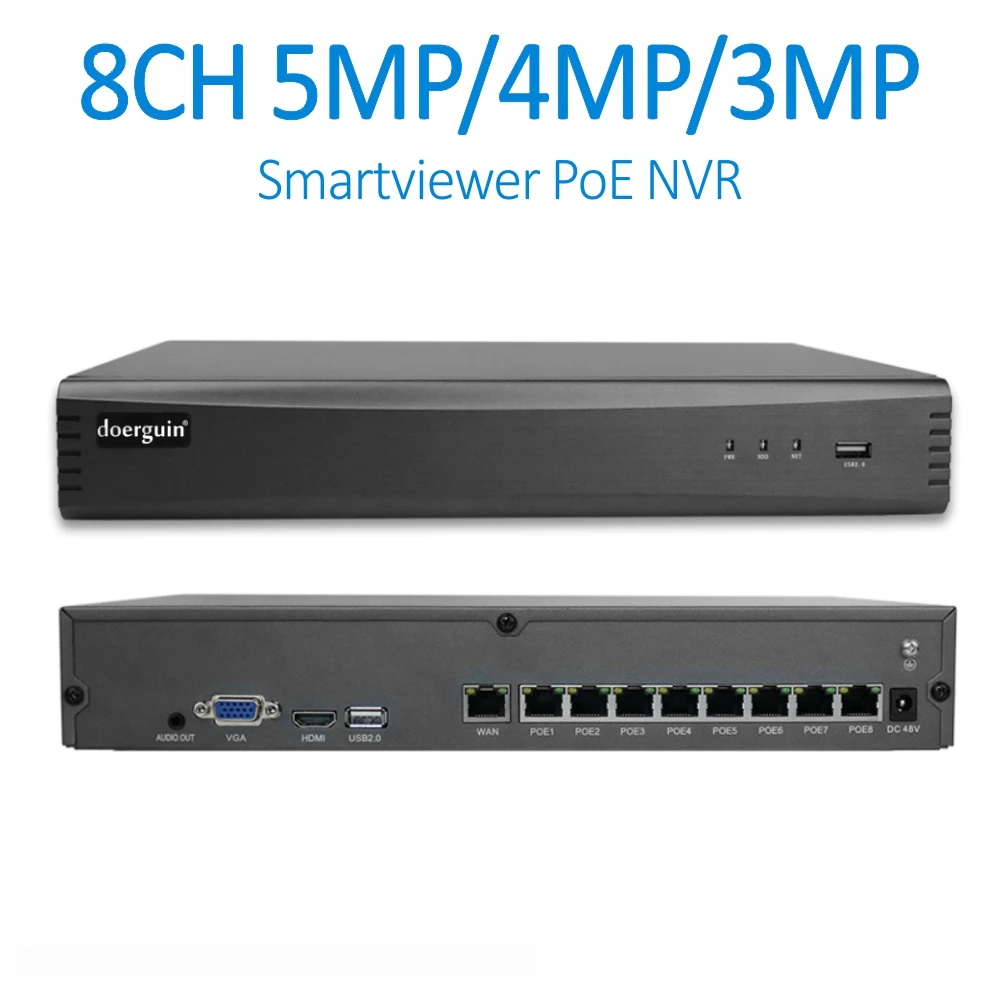 Смарт Камера doerguin 5 МП 4 8 каналов PoE NVR поддержка H.265 ip камеры с питанием по