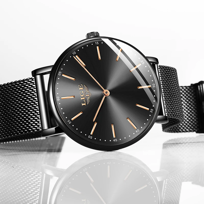 LIGE Mens Watches Top Brand Luxury Quartz Wristwatch Men Ultra-Thin Mmesh Belt LowKey Simple Watch Sport Clock Relogio Masculino | Наручные