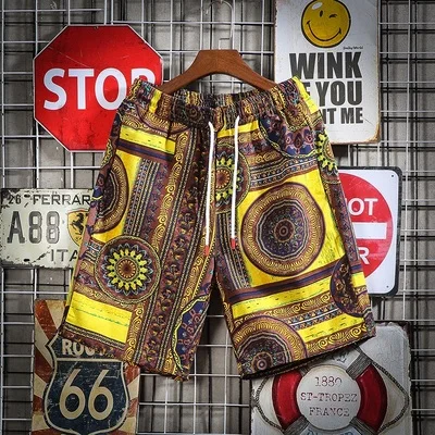 Yellow Camouflage KUANGNAN Национальный Стиль повседневные летние хлопковые шорты мужские спортивные мужские шорты летние мужские шорты хлопок человек 5XL Новинка - Цвет: Yellow Camouflage