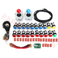 2player xin mo pc usb controllersanwa style 5pin joysticksliver plated illuminted push buttons for arcade cabinet diy kit