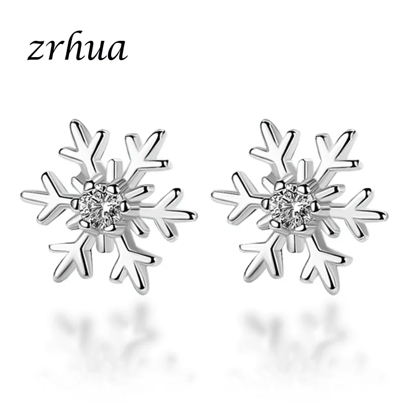 

Серебряные серьги ZRHUA, ювелирные изделия, модные крошечные серьги-гвоздики с фианитами и кристаллами в форме сердца, подарок для женщин, дев...
