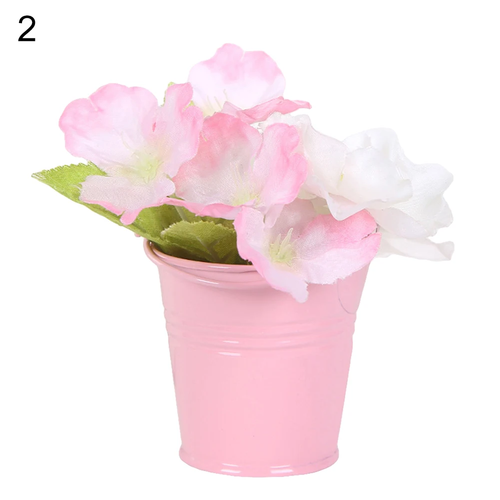 Розовый Cute Mini Solid Color Pail Bucket Wedding Party Candy Favours Home Hotel Decor Flower Pots& Planters - Цвет: Розовый