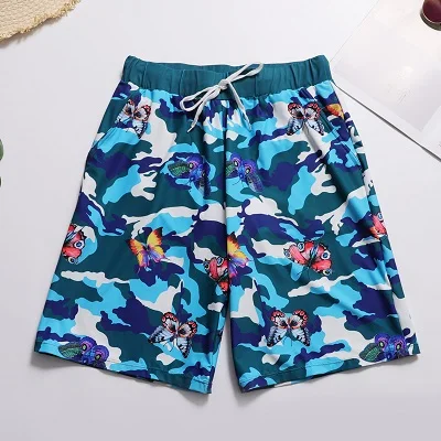 Blue Mens Shorts Парные купальники, Женский комплект бикини с длинными рукавами, куртка, мужские пляжные плавки, купальный костюм с принтом для влюбленных, пляжная одежда, купальные костюмы - Цвет: Blue Mens Shorts