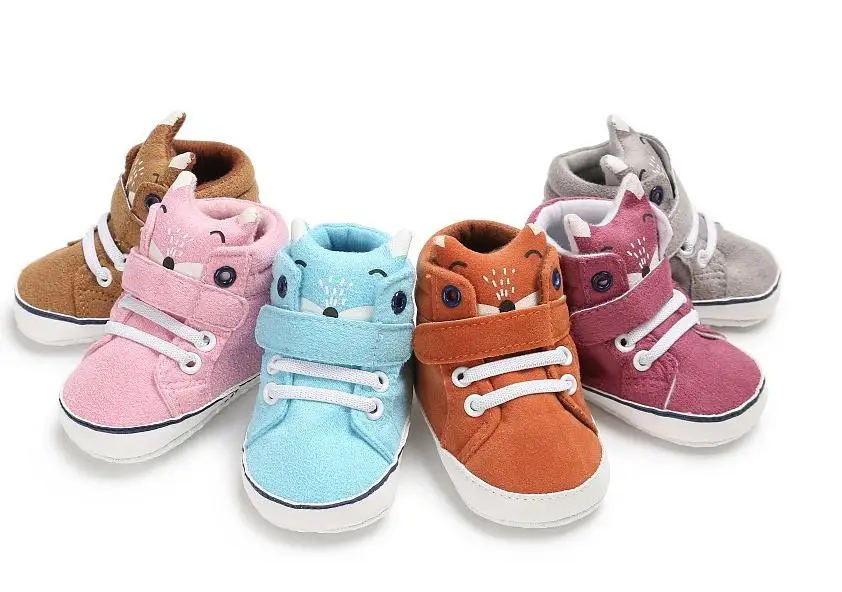 

1 Pair Autumn Baby Shoes Kid Boy Girl Fox Head Lace Cotton Cloth First Walker Anti-slip Soft Sole Toddler Sneaker20