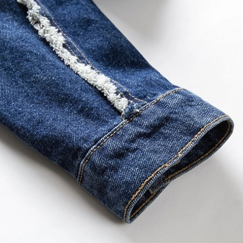 

Spring Autumn Blue Classic Tassel Frayed Basic Denim Jacket Ladies New Style Single Breasted Casual Solid Women Loose Jean Coat