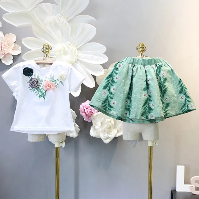 Модная детская одежда для девочек детский летний комплект одежды хлопковая