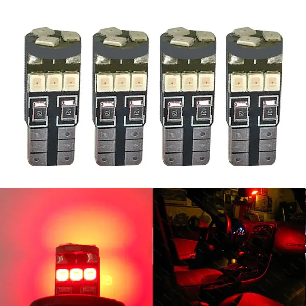 Красный VANSSI 4 шт. T10 W5W 168 2825 194 9SMD светодиодный лампы для салона автомобиля купольная карта Багажника Грузовой двери вежливое освещение лампы DC12V - Испускаемый цвет: Красный